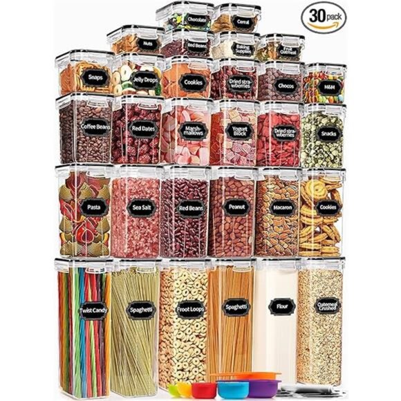 30 Pack Airtight Food Storage Containers for Kitchen Pantry Organizers & Storage - Picture 7 of 7